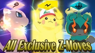 Pokemon Ultra Sun \& Ultra Moon - All Sun \& Moon Exclusive Z-Moves! (1080p HD)