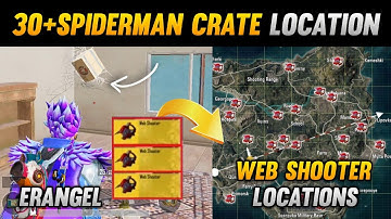 30+ SPIDERMAN WEB SHOOTER LOCATION IN ERANGEL MAP IN PUBG MOBILE & BGMI | ALL SPIDERMAN WEB CRATE
