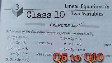 Linear Equations in two Variables| Exercise 3A Q6 to Q10 | Class 10 | CBSE | Rajmith study