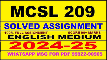 mcsl 209 solved assignment 2024-25 | mcsl 209 solved assignment in english 2025 | mcsl 209 2024-25