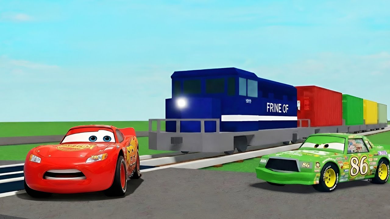 Lightning McQueen VS TRAIN in Roblox Train VS Cars..