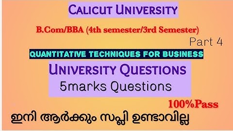 Quantitative Techniques For Business University Questions :5marks Questions