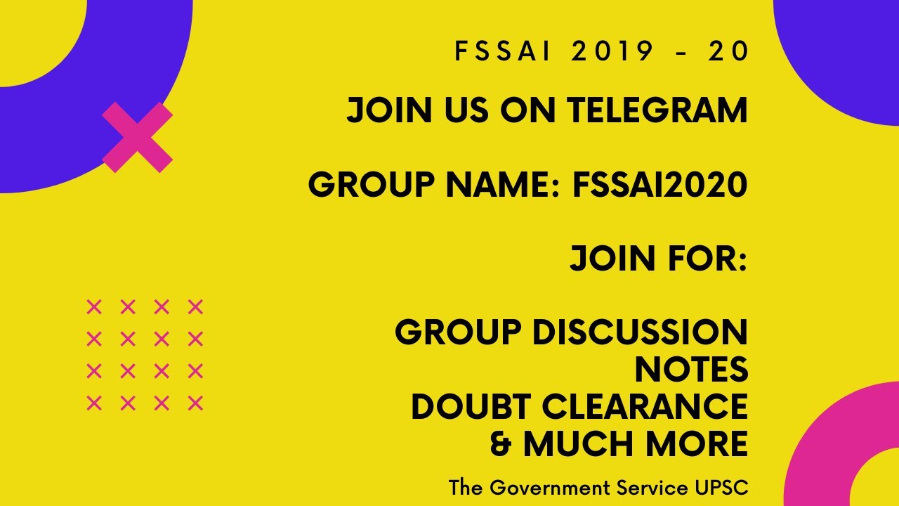 V19: Join Us on Telegram | Group Name: FSSAI2020 | FSSAI Mains 2020 |