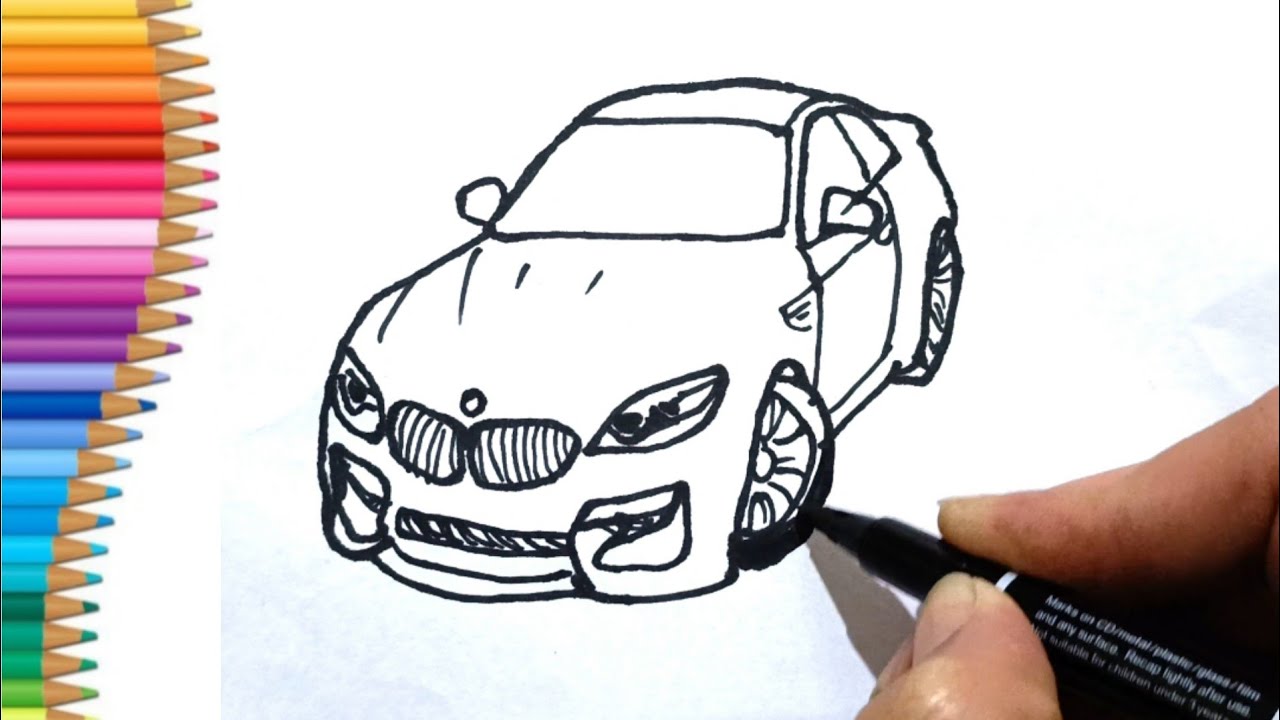 How to Draw and Color a BMW Car Step by Step | Easy Drawing for Beginners 🚗🎨