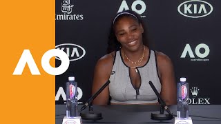 Press conference with serena williams in the first round of australian
open 2020.