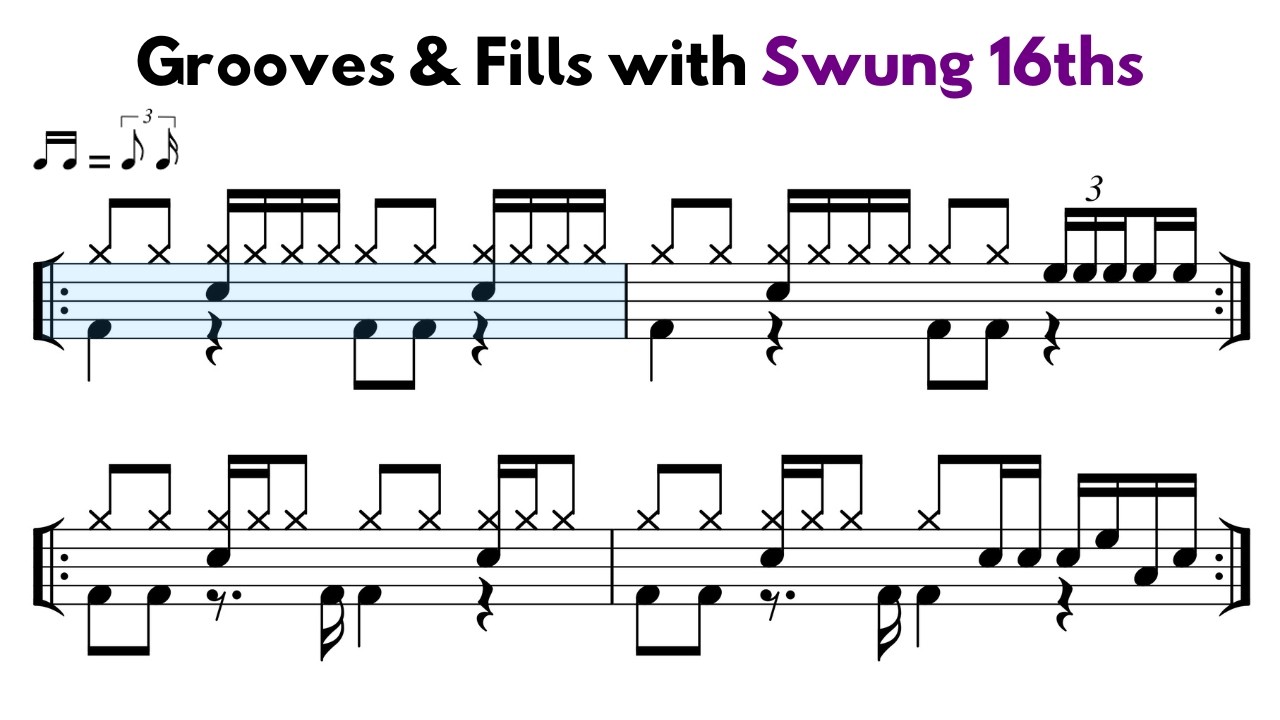 Grooves & Fills with Swung 16th Notes | Sight Reading Exercises for ...