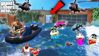 GTA 5 : Franklin & Shinchan Surviving Tsunami & Save Everyone in GTA 5 ! JSS GAMER