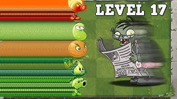 PvZ 2 Every 100 Plant Max Level vs Newspaper Zombie Level 17 Custom Speed