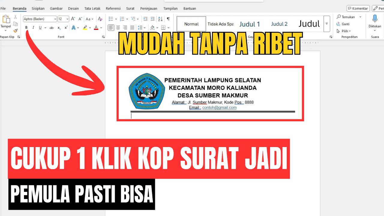 Cara Membuat Kop Surat di Word Cuma 1 Klik! Cepat, Rapi, dan Otomatis ...
