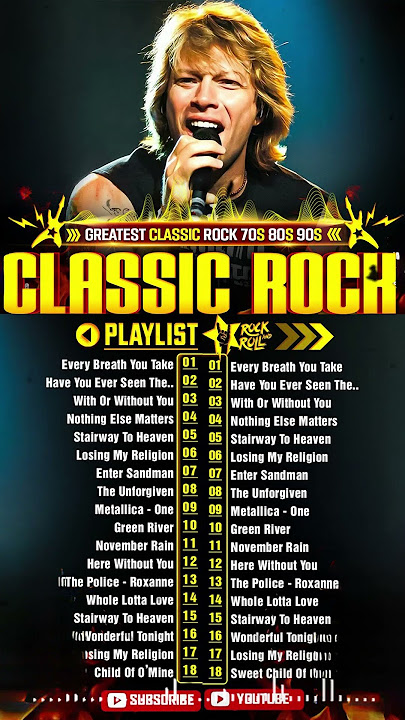 Best Classic Rock Songs 70s 80s 90s   ACDC, U2, Guns N Roses, Metallica, Aerosmith, Bon Jovi, Queen