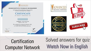 Computer Network Certification | Solved Answers For Quiz | Watch Now In English | Easy Certification