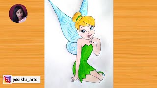 How to draw Tinkerbell step by step easy | Disney fairy tinkerbell drawing || Tinkerbell drawing