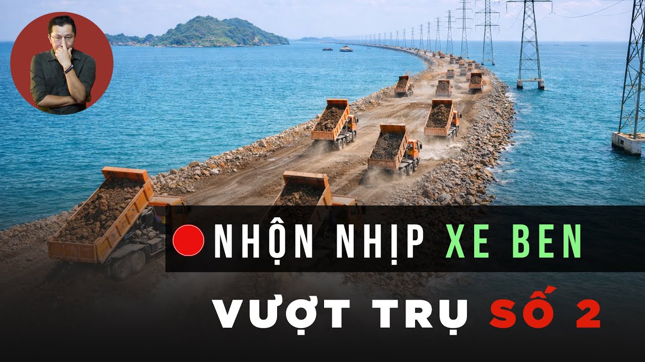 Đường vượt biển ra cảng tổng hợp Hà Tiên vượt xa trụ điện thứ 2, tiếp tục cắm cọc trên biển