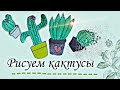 Как нарисовать кактусы. Сукуленты. Рисуем кактус