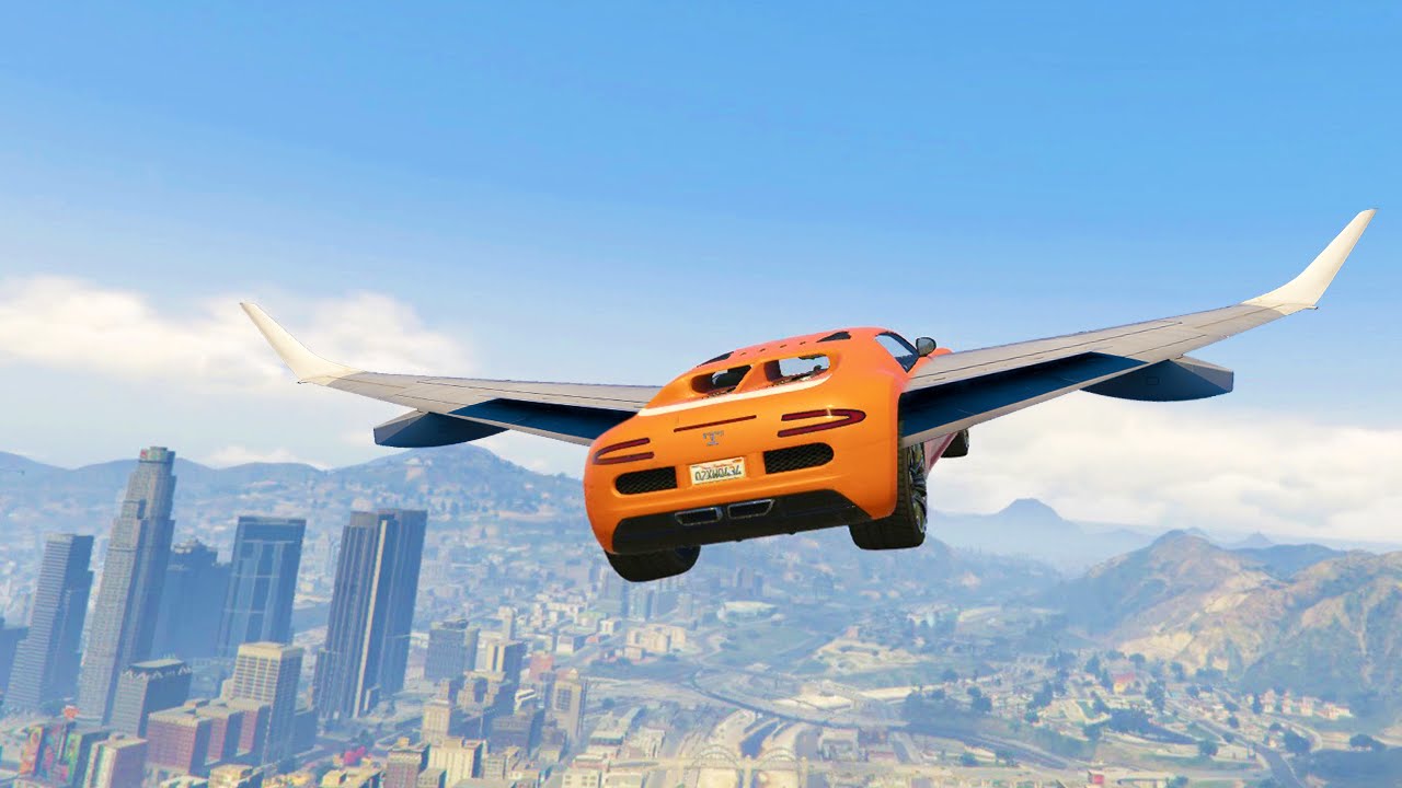 FLYING CARS MOD (GTA 5 Mods Funny Moments)  FunnyDog.TV