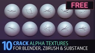 FREE 10 Crack ALPHA PACK - 5 Styles - Stylised, Realistic... Blender 2.90, Zbrush, Substance Alphas