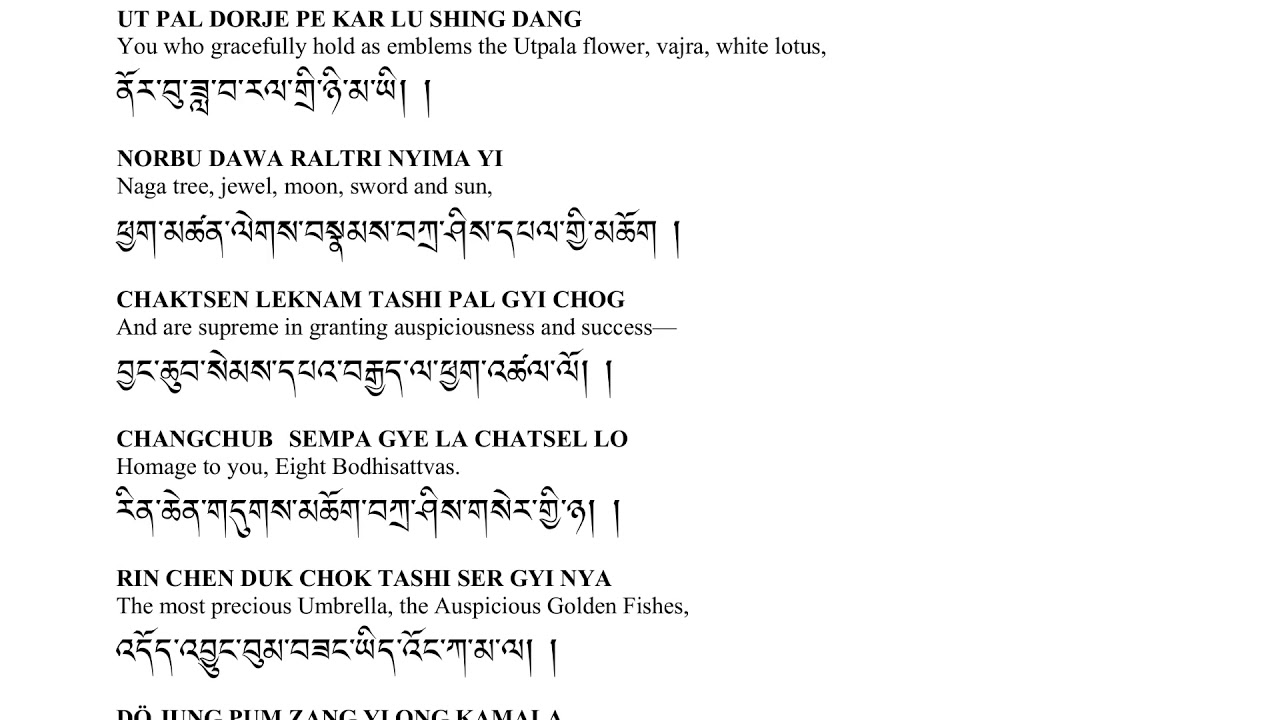 Khenpo Lobzang Tenzin - The Verses Of The Eight Noble Auspicious Ones ...