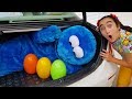 Kids pretend play with colorful easter eggs, fun video