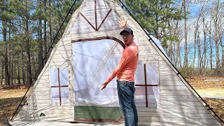 First time setup Ozark Trail 12-person A-Frame Cabin Tent Our First