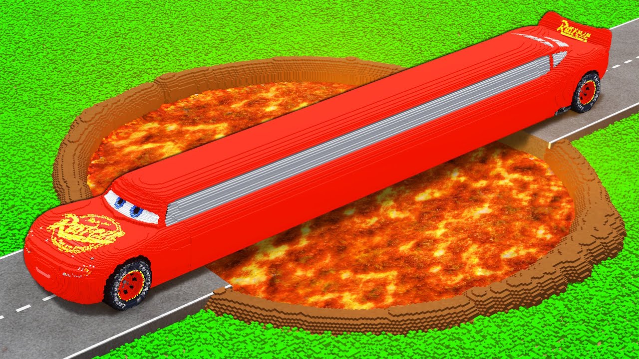 LONG CARS vs POTHOLES with LAVA in Teardown