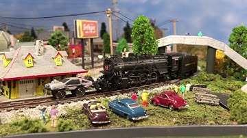 Model RR N Scale #79- Scratch Built N Scale DeLorean Time Machine made of balsa wood.