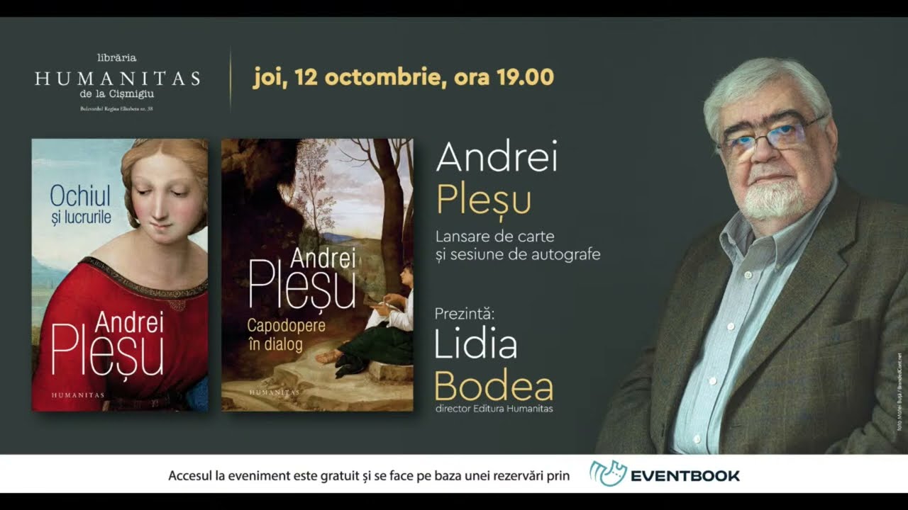 Întâlnire-eveniment cu Andrei Pleșu despre volumele „Ochiul și lucrurile“ și „Capodopere în dialog“