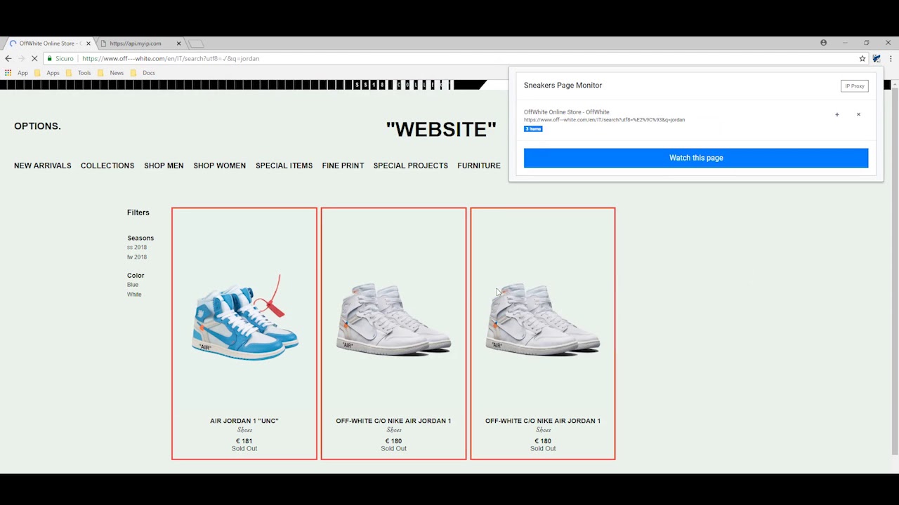 Sneakers Page Monitor - restock 