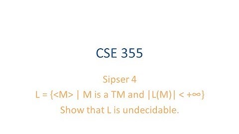 ASU CSE355: Ch 5 Vid 1, Examples - M is TM and L(M) is Finite is Undecidable