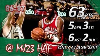 Michael Jordan Playoffs Career High Highlights 1986 ECR1 G2 vs Celtics  63pts! (720p 60fps)