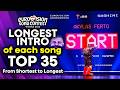 LONGEST INTRO Without Singing Of All Eurovision 2026 Songs Top 35 From Shortest To Longest