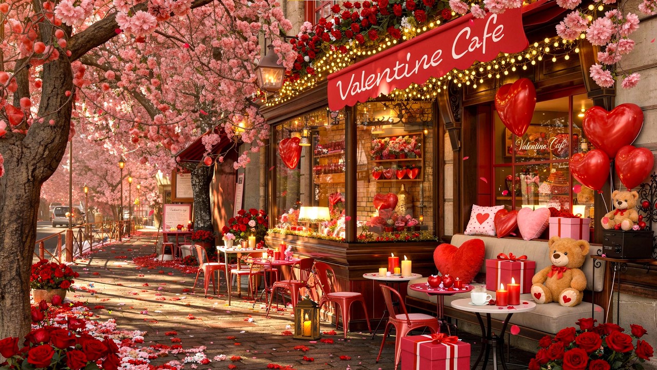 Spring and Love ☕ Smooth Jazz at a Cozy Valentine Cafe Ambience for Relaxation and Sweet Moments