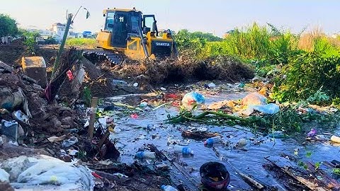 Amazing Update Action!! Fill Land Huge Size, Delete Garbage Dump By Skill Dozer Shantui Clear Trash