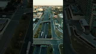 Highway and roads of a city in an aerial view