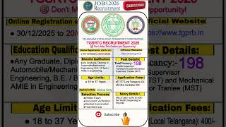 TGSRTC Recruitment 2026 🚨 | Government Job Vacancy 2026 | Job Recruitment 2026 #governmentjobs #job