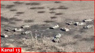 Large convoy of Russian vehicles advancing towards Ugledar ambushed - dozens of vehicles destroyed