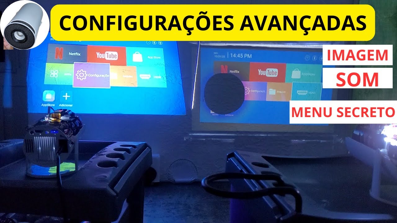 como melhorar a imagem som do projetor hy300 configuração avançadas