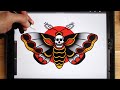 How to Draw a Tattoo Design of a Traditional Moth