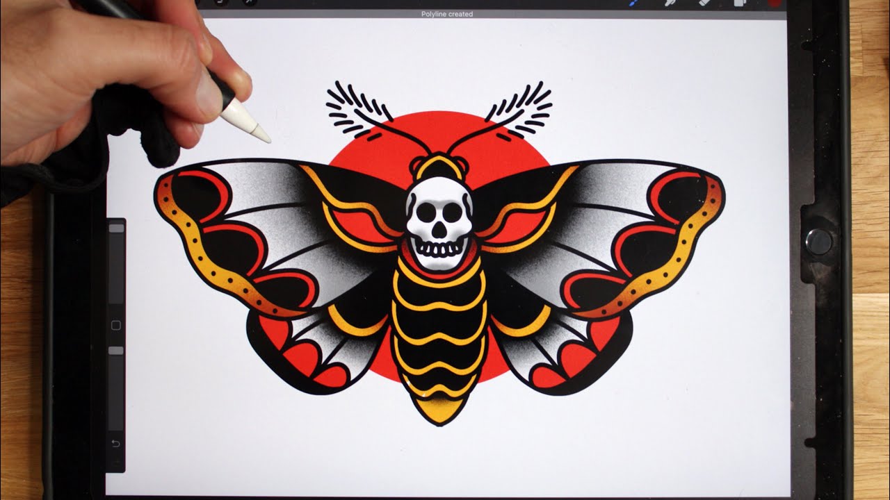 How to Draw a Tattoo Design of a Traditional Moth  YouTube