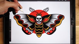 How to Draw a Tattoo Design of a Traditional Moth
