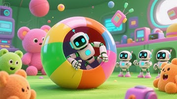 Five Little Robots on the Run | Fun Counting Nursery Rhyme | Educational Kids Songs