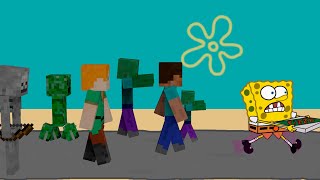 Everyones Trying To Get A Pizza From Spongebob Minecraft Characters