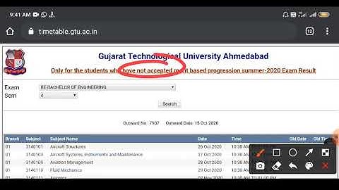 Gtu Time table for student who not accept merit based progression result