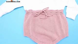 2-piece Embroidery Knitted Cotton Romper Cap Set Long-sleeve Bodysuit for Baby Girls Wholesale