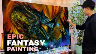 Huge Canvas Fantasy oil painting /Jigyas art