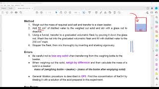 IAL As Chemistry Unit 3 Experiment 2 Making Standard Solution