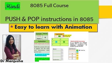8085 PUSH and POP instruction in hindi: Dr Manjusha Deshmukh