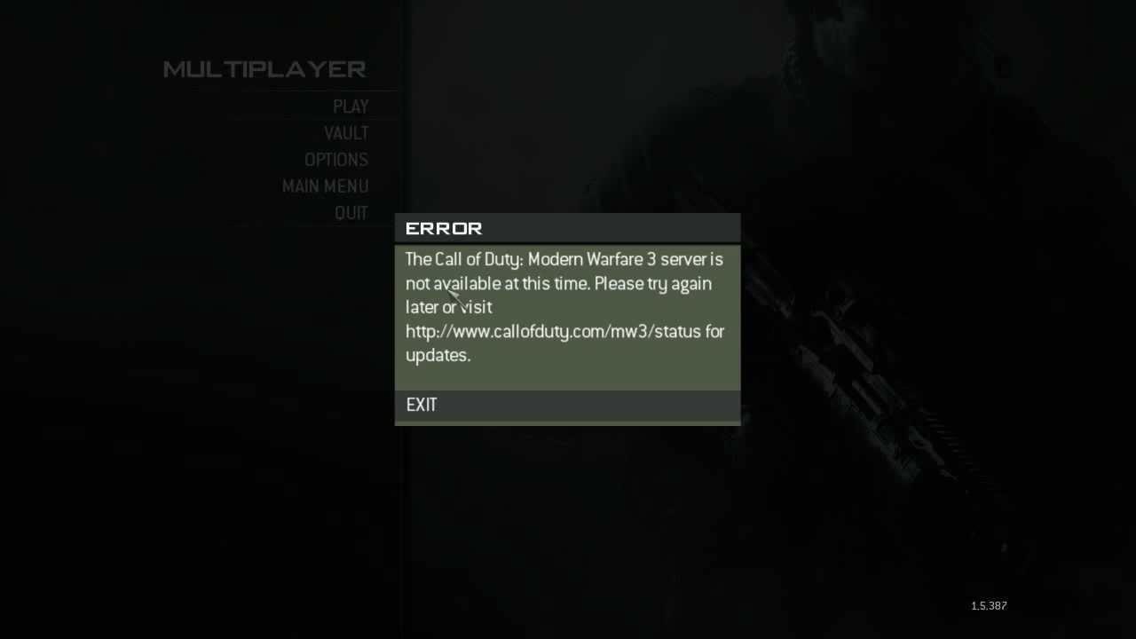 call of duty mw3 status for updates