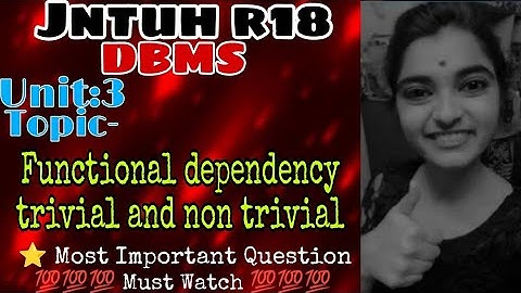 jntuh r18 DBMS unit3 functional dependency trivial and non trivial Gunshot 😱 very important 😍👍💯