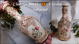 Vintage bottle 🦋 Decoupage tutorial