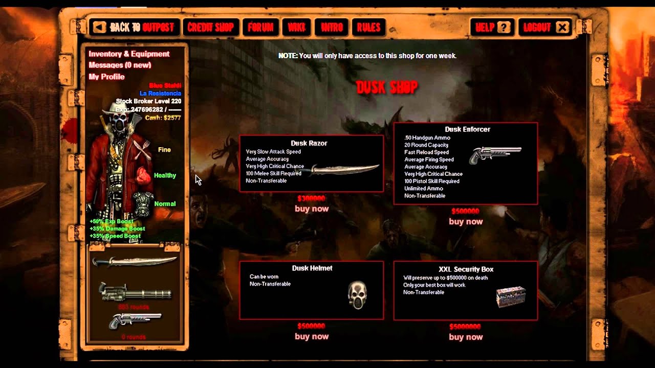 Dead FrontierOpen Clan Dusk Shop (La Resistencia) YouTube